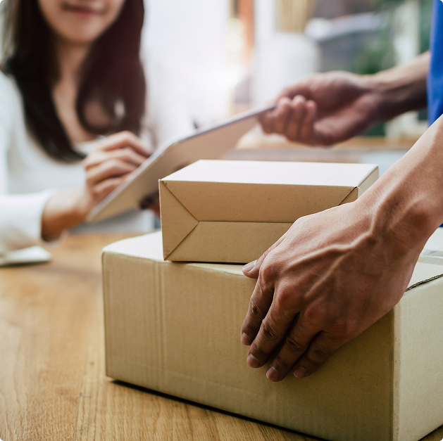 Parcel being collected from a customer