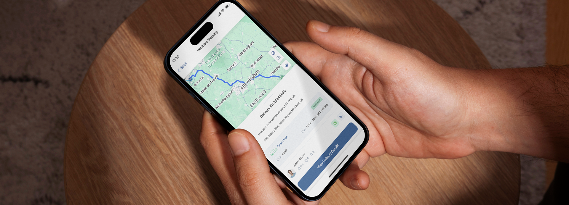 Odda delivery tracking screen on a mobile phone