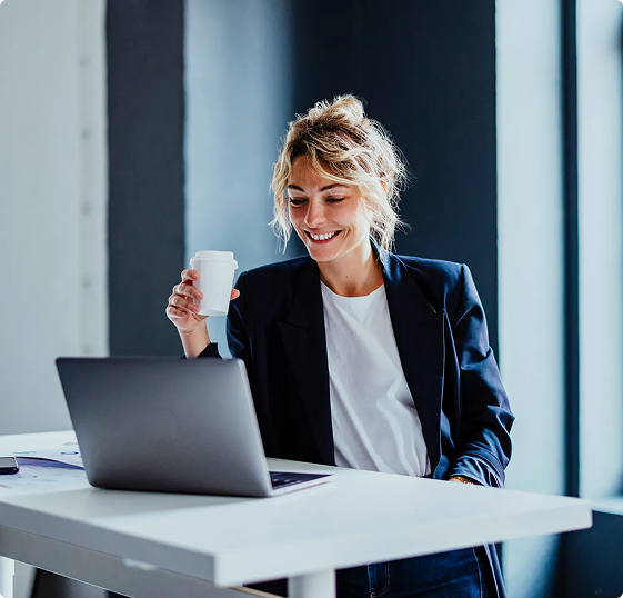 Business customer managing deliveries from a laptop